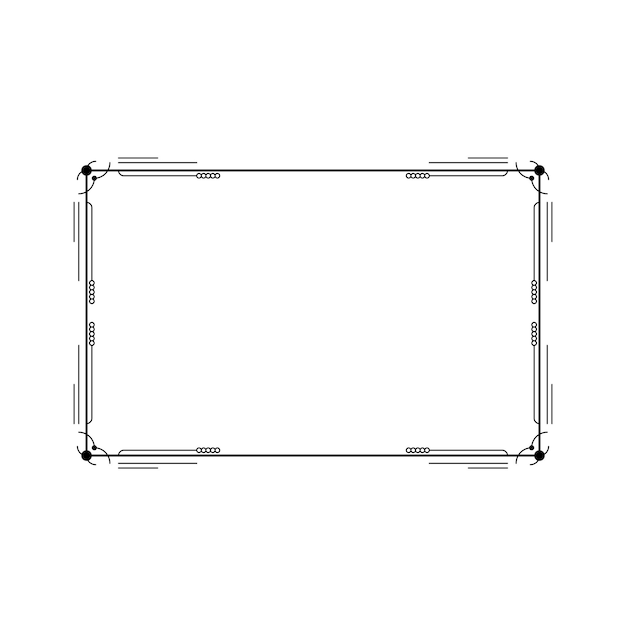abstract black simple line rectangular frame doodle outline element vector design style sketch