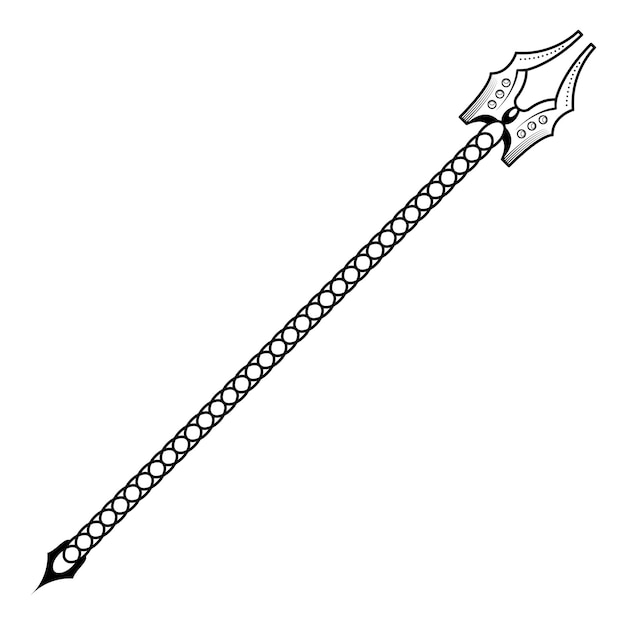 abstract black simple line spear weapon doodle outline element vector design style sketch isolated