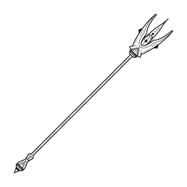 abstract black simple line spear weapon doodle outline element vector design style sketch isolated