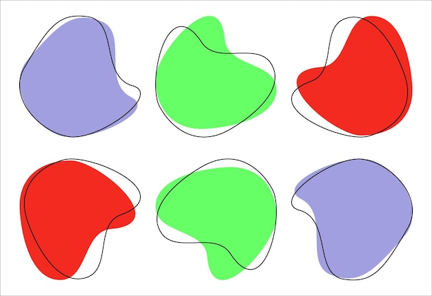 Abstract blob social media liquid blotch fluid shape random colored forms modern graphic elements