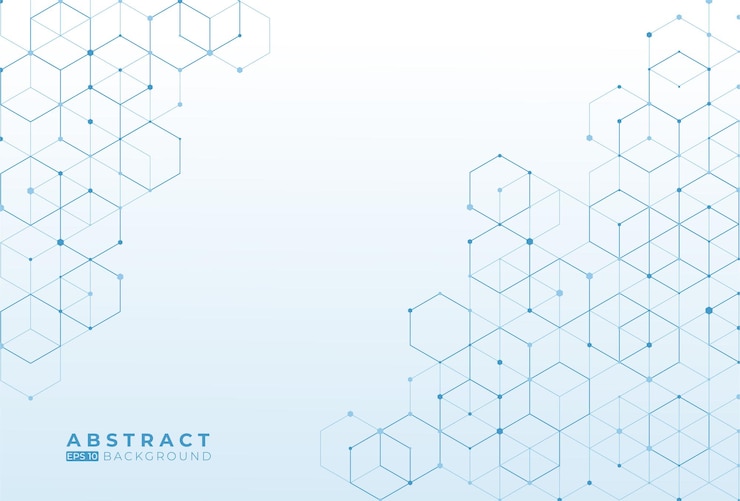 Vector abstract blue hexagon pattern design on white background