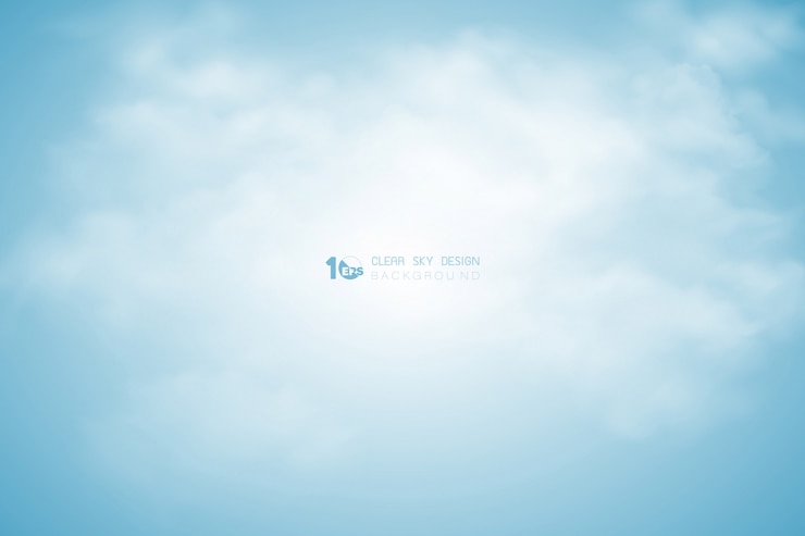 Vector abstract blue sky with clouds decoration in center set