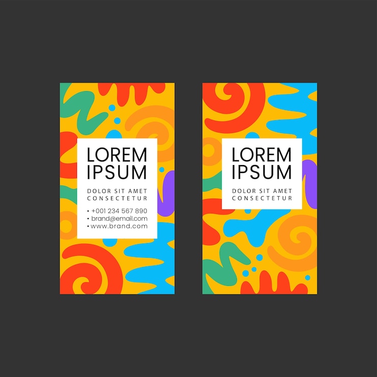 Vector abstract business card template minimal childish shapes set
