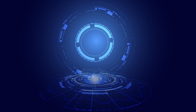 Abstract Circle Digital Circuit Concept Light Circle Network Connection Blue Digital Background Futuristic Modern