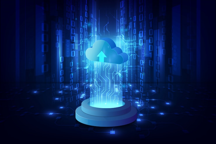 Vector abstract cloud technology system sci fi background