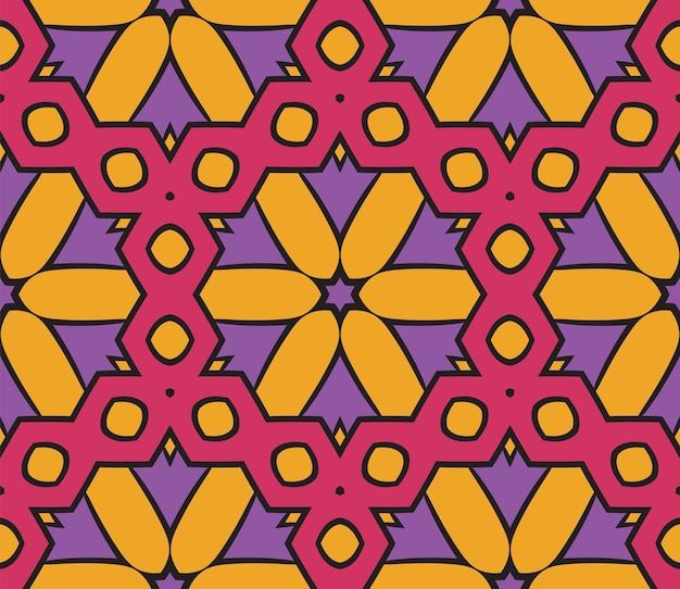 Abstract colorful doodle flower seamless pattern. Floral background. Mosaic, tile