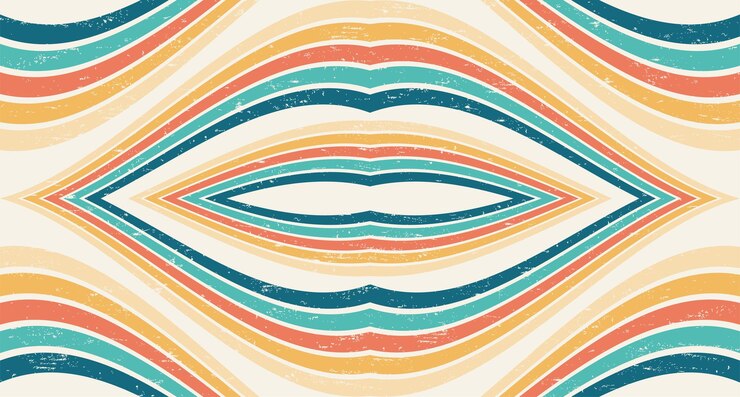 Vector abstract colorful vintage 1970 hippie retro minimal stylish wallpaper background of rainbow groovy