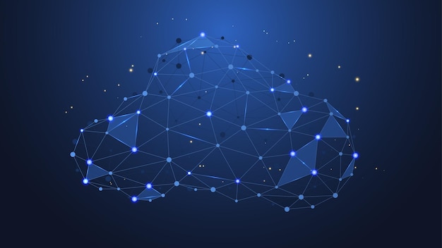 Abstract connecting dots and lines with Cloud computing futuristic technology
