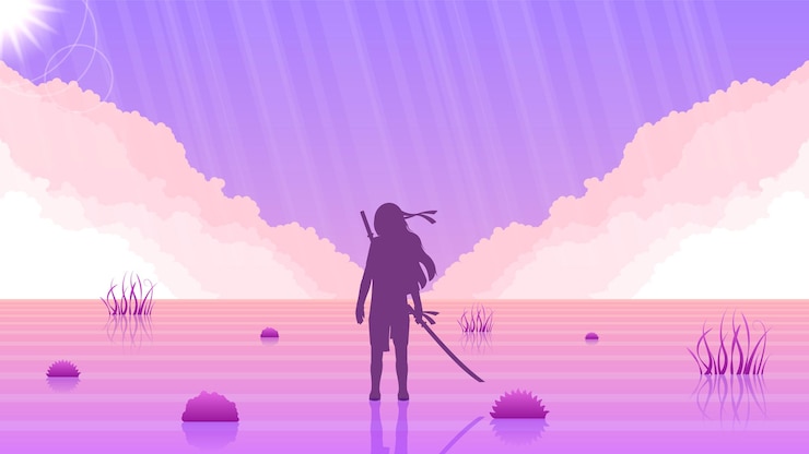 Vector abstract dark background ninja warrior person silhouette stars people vector background wallpaper