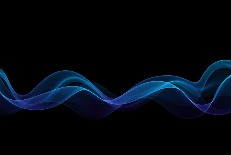 Vector abstract dark background with blue gradient wavetransparent glowing wave design