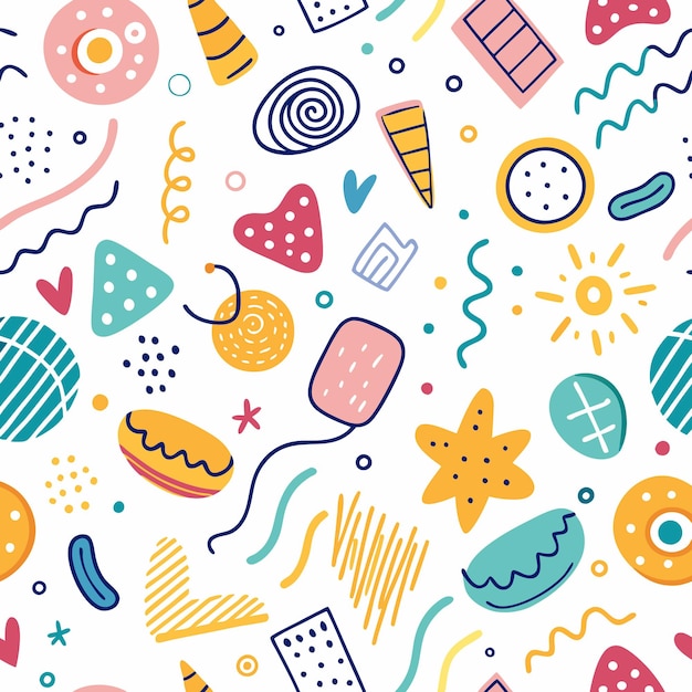 abstract doodle pattern with geometric shapes and lines