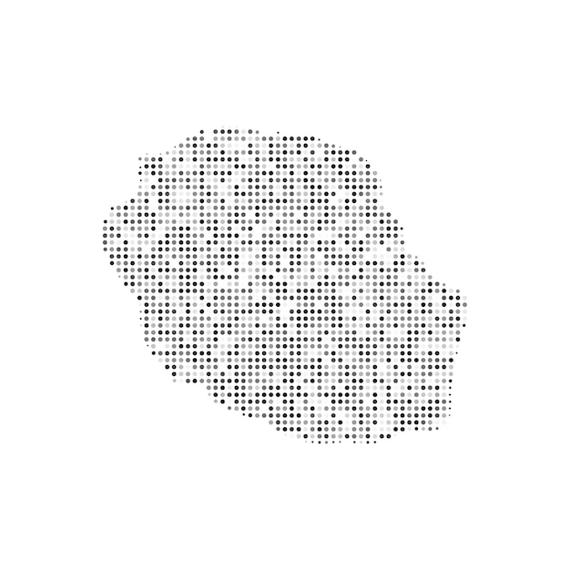 abstract dotted black and white halftone effect vector map of reunion country map digital dotted design vector illustration