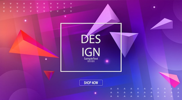 Abstract elegant blue color design with a set of triangles circles and wide light stripes