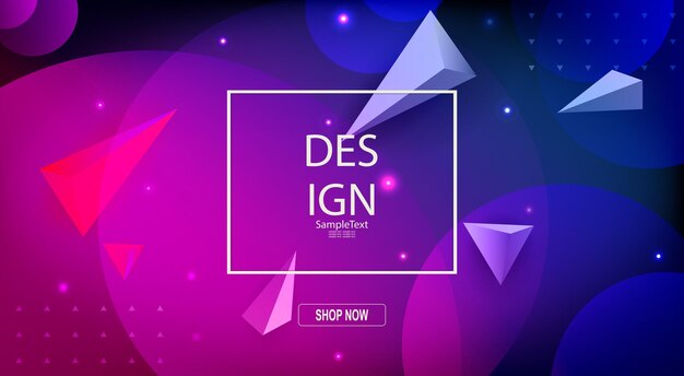 Abstract elegant dark blue with pink colors design with a set of triangles and circles
