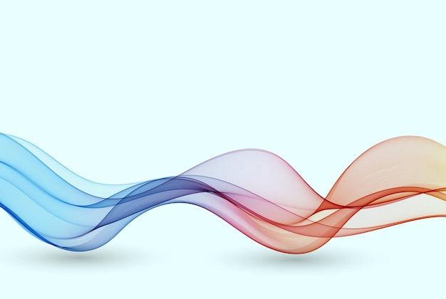 Abstract element from colored smooth lines transparent wave design element