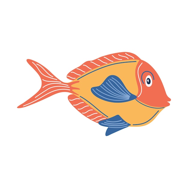 Abstract fantastic tropical fish Cute colorful aquatic animal isolated on transparent background