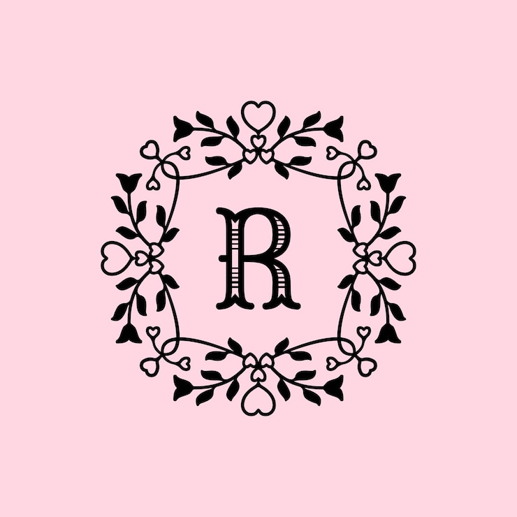 Vector abstract floral alphabet frame icon illustration