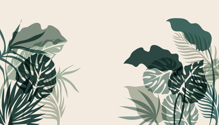 Abstract foliage and botanical pattern Green tropical forest wallpaper