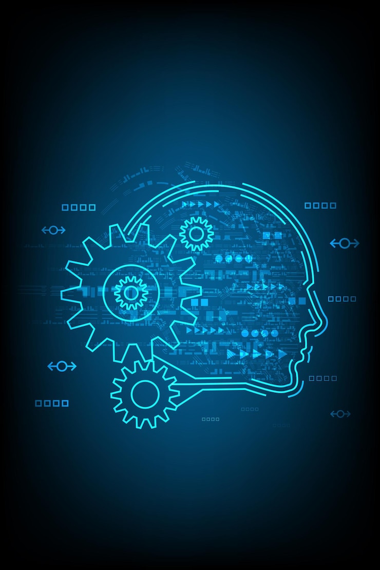 Abstract futuristic Artificial Intelligence AI robot technology design concept
