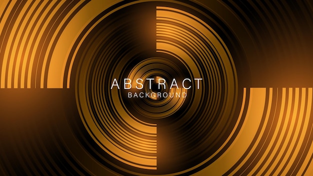 abstract futuristic background in black and golden brown with circular lines pattern horizontal geometric backdrop for banner template vector illustration