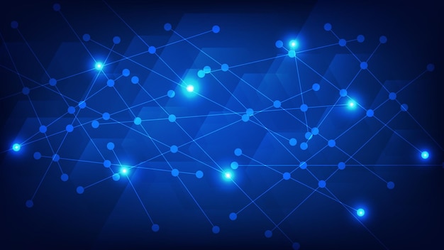 abstract futuristic technology background line and dot connection as network with blue light