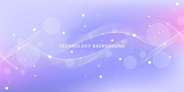 Abstract futuristic technology background Technology and science theme background with waves and plexus lines Global network connection template idea