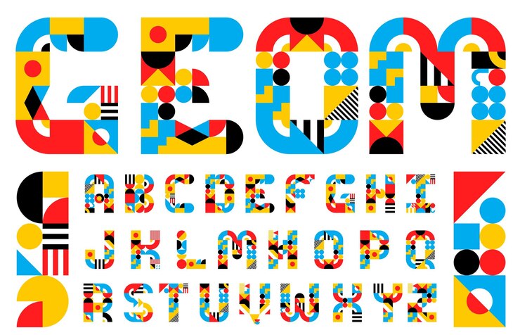 Vector abstract geometric modern type alphabet typeface