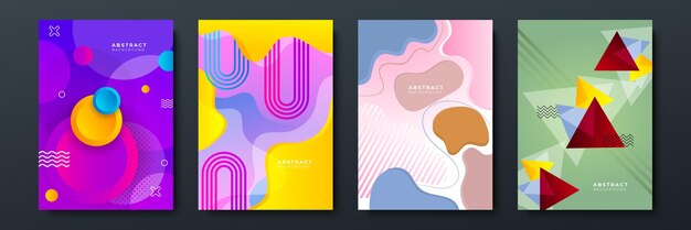 Abstract geometric pattern background with line texture for business brochure cover design Gradient Pink orange purple blue and green vector banner poster template
