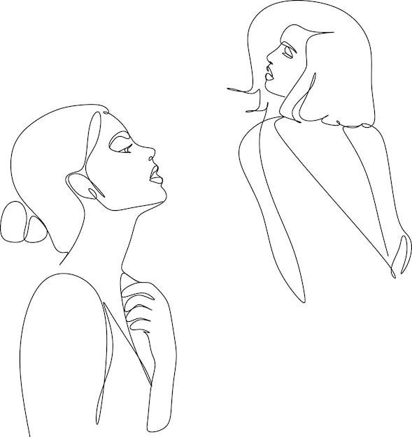 abstract girl face continuous one line drawing minimalism design