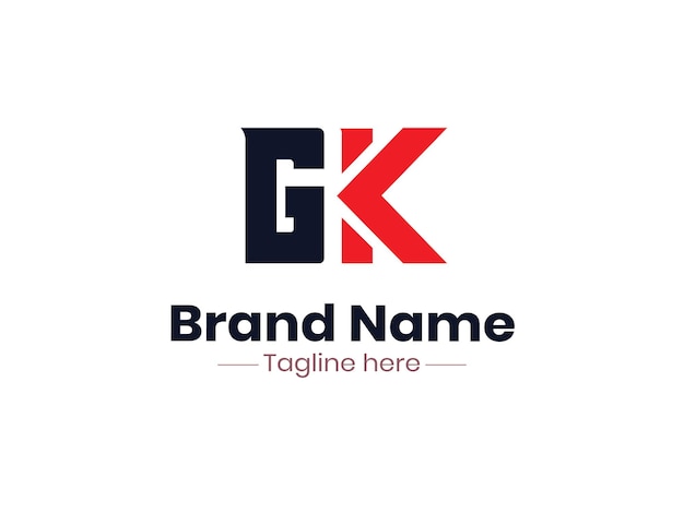 Abstract GK letters logo monogram with red and blue color