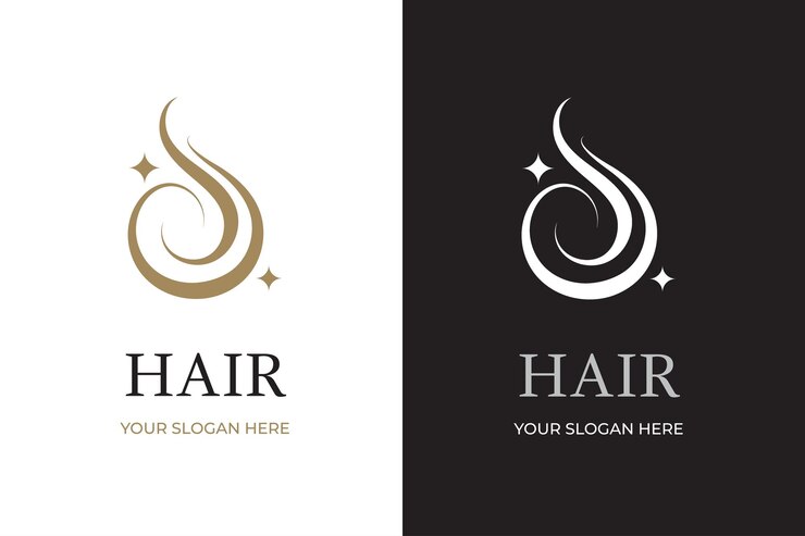 Abstract gold and white Hair Logo Letter S isolated on White and black Background Flat Vector Logo Design Template Element