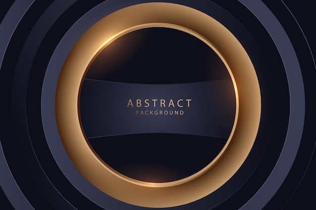 Abstract gold circle gradient lines on black background Realistic 3d luxury modern concept