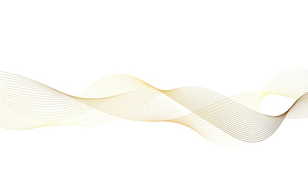 Abstract gold gradient background wave element for design. Stylized wave with lines.
