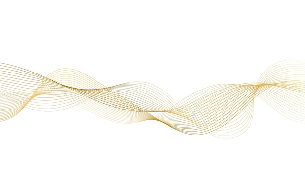 Abstract gold gradient background wave element for design. Stylized wave with lines.