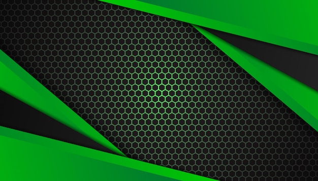 abstract green geometric shapes on dark background