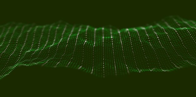 Abstract green particle background Flow wave with dot landscape