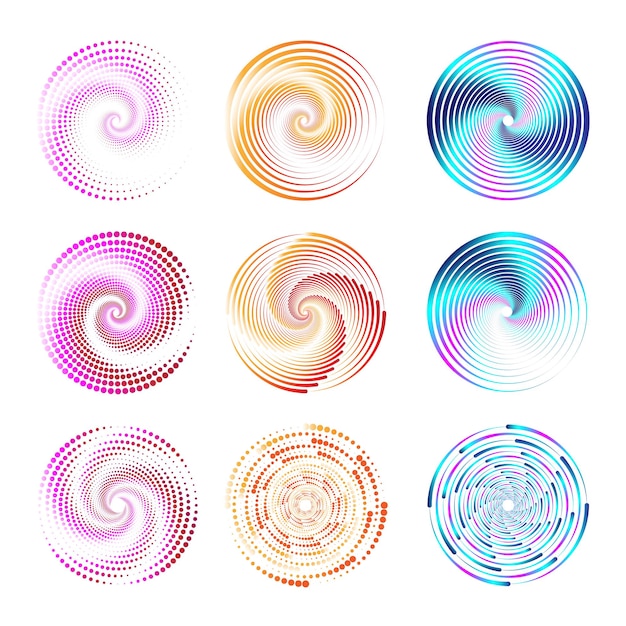 abstract halftone spiral with colors