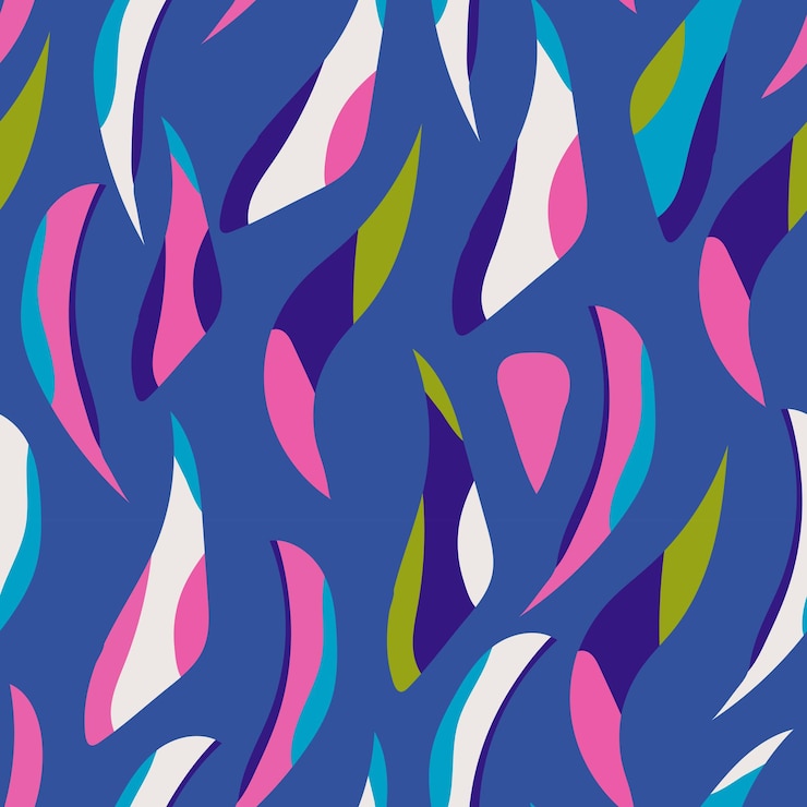 Vector abstract hand drawn seamless pattern with vibrant colors