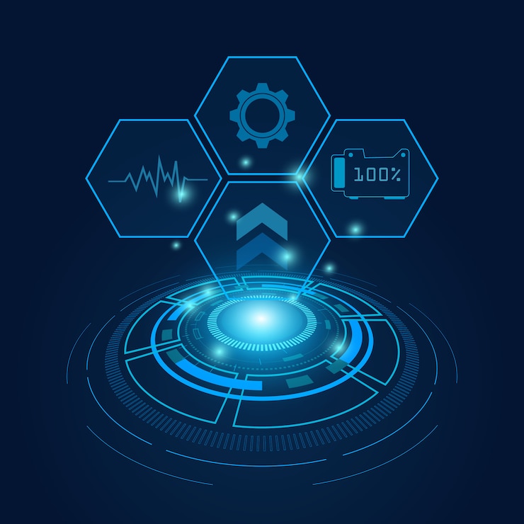 Vector  abstract hexagon futuristic interface , digital speed technology