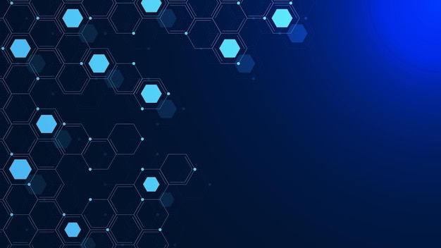 Abstract hexagon pattern with glowing particle for science and futuristic technology background