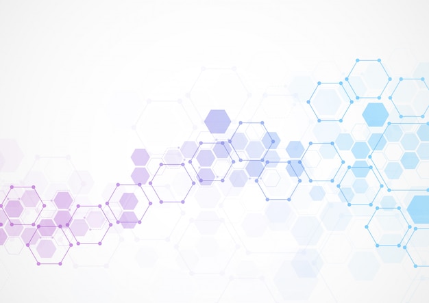 Abstract hexagonal molecular structures in technology