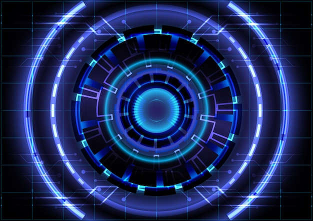 Abstract hitech background Virtual reality high technology innovation Headup display interface Futuristic SciFi glowing HUD circle Digital business