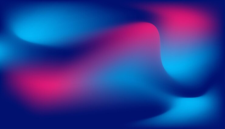 Abstract holographic blue and purple liquid wave shapes banner