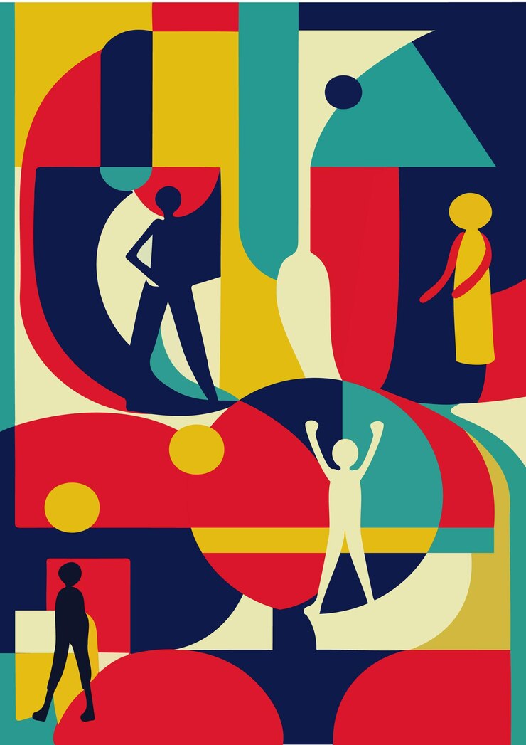 Vector abstract illustration of multicultural people