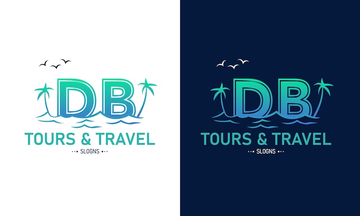 Vector abstract letter db bd with travel logo design initial summer travel logo icon vector