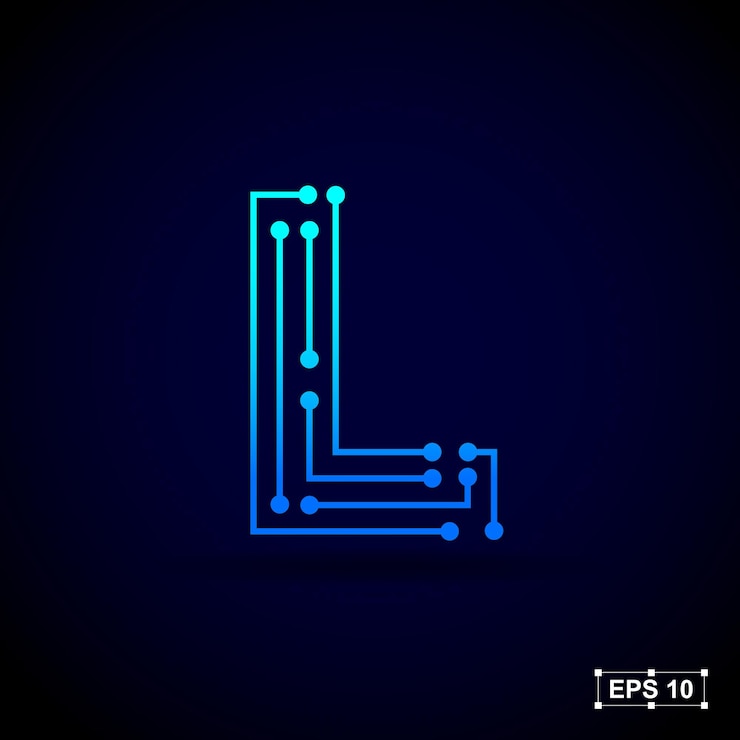 Vector abstract letter l logo design with line dots connection for technology and digital business company