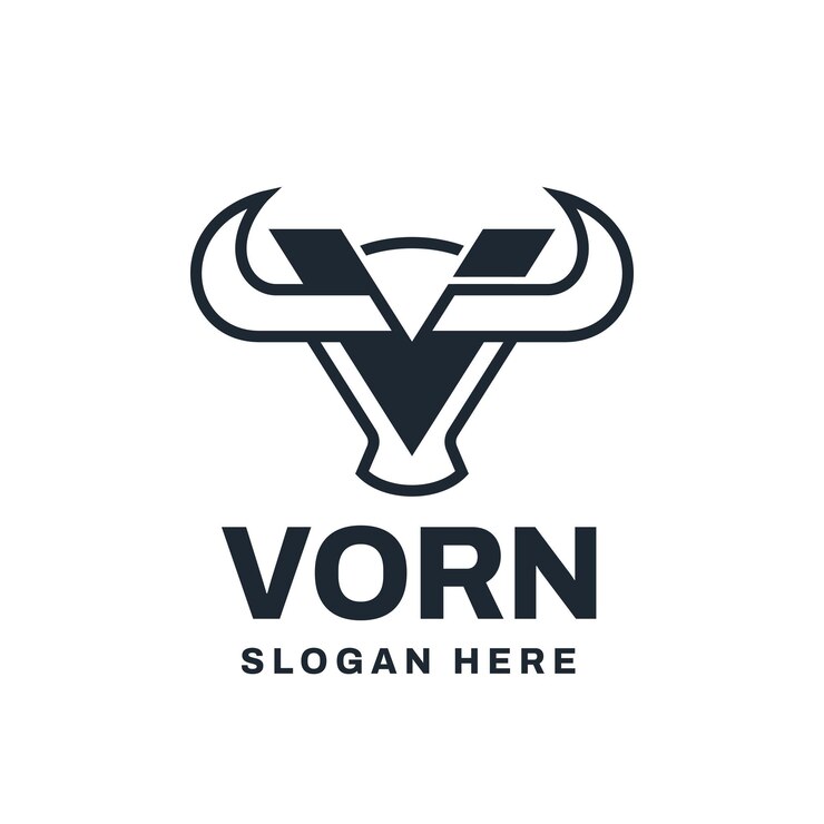 Abstract Letter V Horn and Bull Logo Vector Icon Illustration