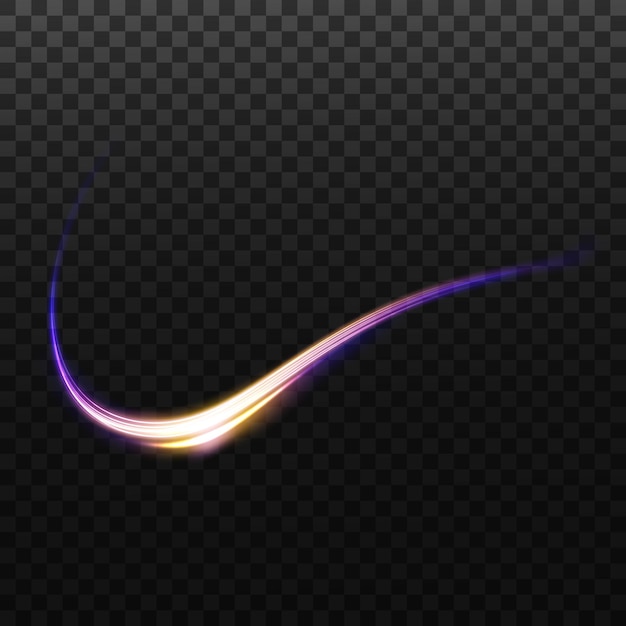 Abstract light lines of movement and speed with white color glitters Light everyday glowing effect semicircular wave light trail curve swirl car headlights incandescent optical fiber png
