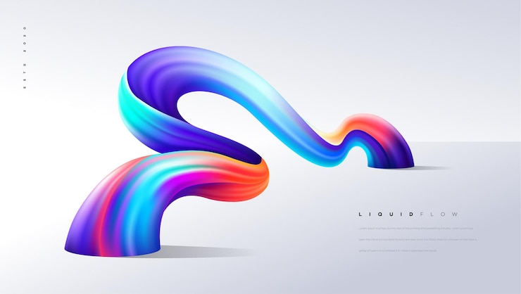 Vector abstract liquid dynamic color flow