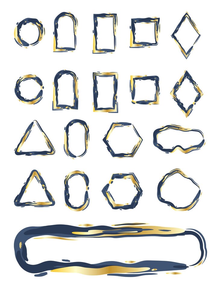 Vector abstract liquid frame gold navy blue color